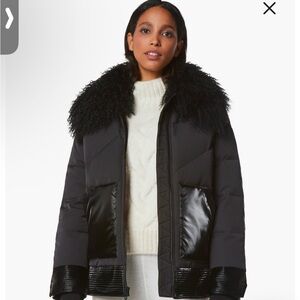 Andrew Marc Black Puffer Jacket with Faux Fur Collar